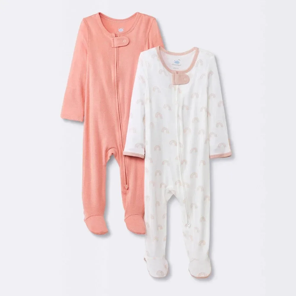 Baby Girls' 2pk Rainbow So Very Soft Modal Blend Sleep N' Play - Cloud Island™